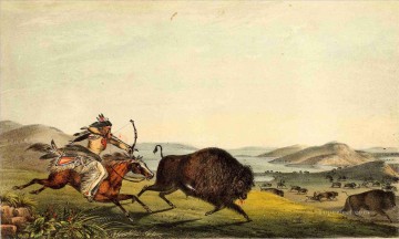 cazando el búfalo oeste de américa Pinturas al óleo